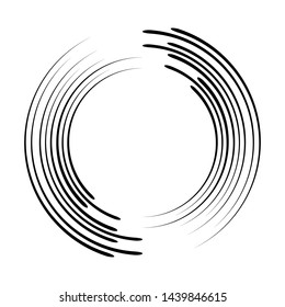 Speed Lines in Circle Form . Spiral Vector Illustration .Technology round Logo . Design element . Abstract Geometric shape . Striped border frame for image