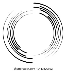 Speed Lines in Circle Form . Spiral Vector Illustration .Technology round Logo . Design element . Abstract Geometric shape . Striped border frame for image
