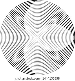 Speed Lines in Circle Form . Spiral Vector Illustration .Technology round Logo . Design element . Abstract Geometric shape . Striped border frame for image