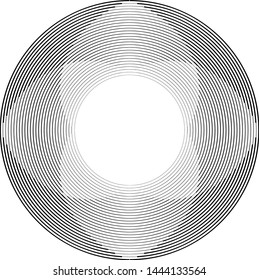 Speed Lines in Circle Form . Spiral Vector Illustration .Technology round Logo . Design element . Abstract Geometric shape . Striped border frame for image