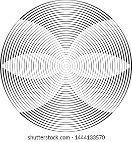 Speed Lines in Circle Form . Spiral Vector Illustration .Technology round Logo . Design element . Abstract Geometric shape . Striped border frame for image