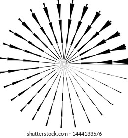 Speed Lines in Circle Form . Spiral Vector Illustration .Technology round Logo . Design element . Abstract Geometric shape . Striped border frame for image