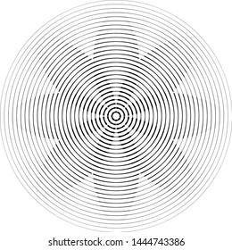Speed Lines in Circle Form . Spiral Vector Illustration .Technology round Logo . Design element . Abstract Geometric shape . Striped border frame for image