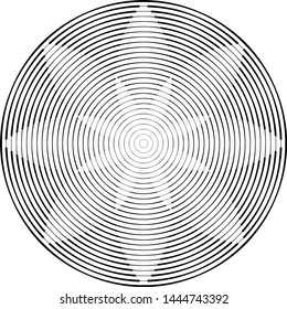 Speed Lines in Circle Form . Spiral Vector Illustration .Technology round Logo . Design element . Abstract Geometric shape . Striped border frame for image