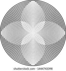 Speed Lines in Circle Form . Spiral Vector Illustration .Technology round Logo . Design element . Abstract Geometric shape . Striped border frame for image