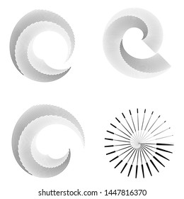 Speed Lines in Circle Form . Spiral Vector Illustration .Technology round Logo . Design element . Abstract Geometric shape . Striped border frame for image