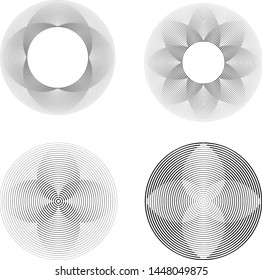Speed Lines in Circle Form . Spiral Vector Illustration .Technology round Logo . Design element . Abstract Geometric shape . Striped border frame for image