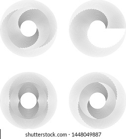Speed Lines in Circle Form . Spiral Vector Illustration .Technology round Logo . Design element . Abstract Geometric shape . Striped border frame for image