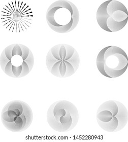 Speed Lines in Circle Form . Spiral Vector Illustration .Technology round Logo . Design element . Abstract Geometric shape . Striped border frame for image