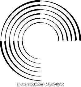 Speed Lines in Circle Form . Spiral Vector Illustration .Technology round Logo . Design element . Abstract Geometric shape . Striped border frame for image