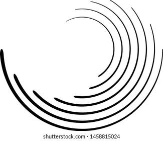 Speed Lines in Circle Form . Spiral Vector Illustration .Technology round Logo . Design element . Abstract Geometric shape . Striped border frame for image