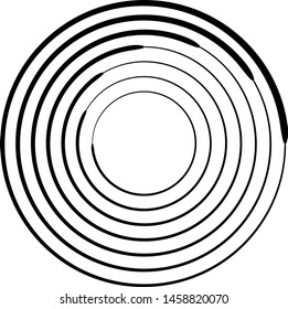 Speed Lines in Circle Form . Spiral Vector Illustration .Technology round Logo . Design element . Abstract Geometric shape . Striped border frame for image