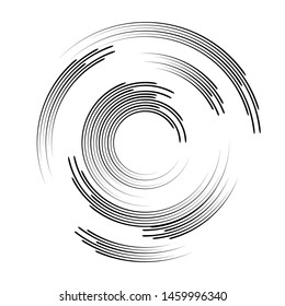 Speed Lines in Circle Form . Spiral Vector Illustration .Technology round Logo . Design element . Abstract Geometric shape . Striped border frame