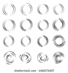 Speed Lines in Circle Form . Spiral Vector Illustration .Technology round Logo . Design element . Abstract Geometric shape . Striped border frame for image