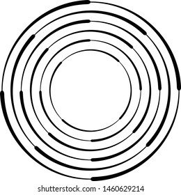 Speed Lines in Circle Form . Spiral Vector Illustration .Technology round Logo . Design element . Abstract Geometric shape . Striped border frame for image