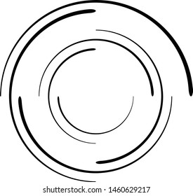 Speed Lines in Circle Form . Spiral Vector Illustration .Technology round Logo . Design element . Abstract Geometric shape . Striped border frame for image