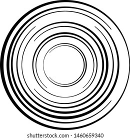 Speed Lines in Circle Form . Spiral Vector Illustration .Technology round Logo . Design element . Abstract Geometric shape . Striped border frame for image