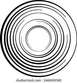 Speed Lines in Circle Form . Spiral Vector Illustration .Technology round Logo . Design element . Abstract Geometric shape . Striped border frame for image
