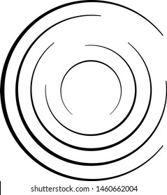 Speed Lines in Circle Form . Spiral Vector Illustration .Technology round Logo . Design element . Abstract Geometric shape . Striped border frame for image