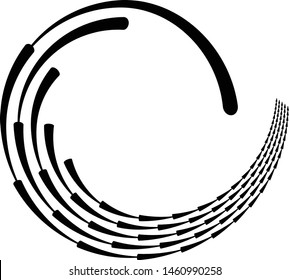 Speed Lines in Circle Form . Spiral Vector Illustration .Technology round Logo . Design element . Abstract Geometric shape . Striped border frame for image
