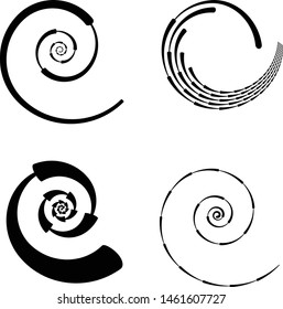 Speed Lines in Circle Form . Spiral Vector Illustration .Technology round Logo . Design element . Abstract Geometric shape . Striped border frame