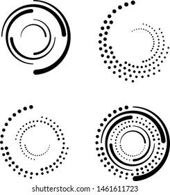 Speed Lines in Circle Form . Spiral Vector Illustration .Technology round Logo . Design element . Abstract Geometric shape . Striped border frame