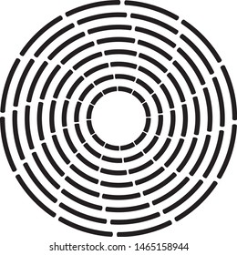 Speed Lines in Circle Form . Spiral Vector Illustration .Technology round Logo . Design element . Abstract Geometric shape . Striped border frame for image