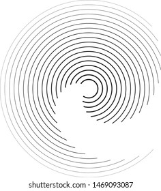 Speed Lines in Circle Form . Spiral Vector Illustration .Technology round Logo . Design element . Abstract Geometric shape . Striped border frame for image