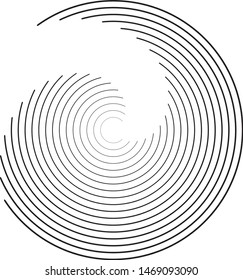 Speed Lines in Circle Form . Spiral Vector Illustration .Technology round Logo . Design element . Abstract Geometric shape . Striped border frame for image
