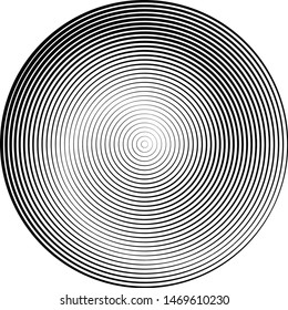 Speed Lines in Circle Form . Spiral Vector Illustration .Technology round Logo . Design element . Abstract Geometric shape . Striped border frame for image