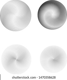 Speed Lines in Circle Form . Spiral Vector Illustration .Technology round Logo . Design element . Abstract Geometric shape . Striped border frame for image
