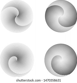 Speed Lines in Circle Form . Spiral Vector Illustration .Technology round Logo . Design element . Abstract Geometric shape . Striped border frame for image