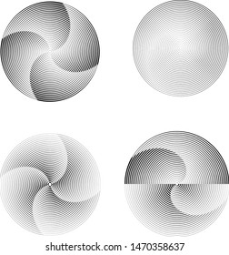 Speed Lines in Circle Form . Spiral Vector Illustration .Technology round Logo . Design element . Abstract Geometric shape . Striped border frame for image