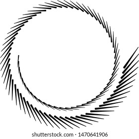 Speed Lines in Circle Form . Spiral Vector Illustration .Technology round Logo . Design element . Abstract Geometric shape . Striped border frame for image