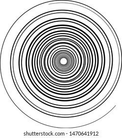 Speed Lines in Circle Form . Spiral Vector Illustration .Technology round Logo . Design element . Abstract Geometric shape . Striped border frame for image
