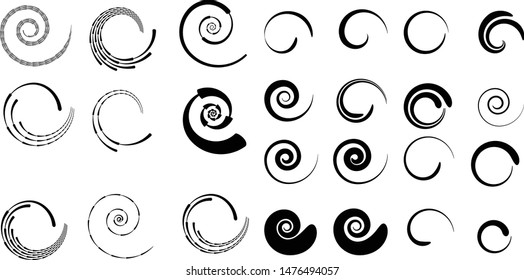 Speed Lines in Circle Form . Spiral Vector Illustration .Technology round Logo . Design element . Abstract Geometric shape . Striped border frame for image