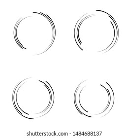 Speed Lines in Circle Form . Spiral Vector Illustration .Technology round Logo . Design element . Abstract Geometric shape . Striped border frame