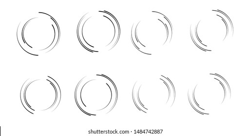 Speed Lines in Circle Form . Spiral Vector Illustration .Technology round Logo . Design element . Abstract Geometric shape . Striped border frame