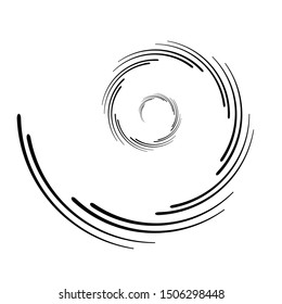Speed Lines in Circle Form . Spiral Vector Illustration .Technology round Logo . Design element . Abstract Geometric shape . Striped border frame