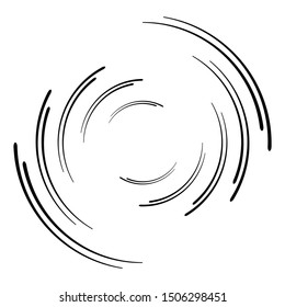 Speed Lines in Circle Form . Spiral Vector Illustration .Technology round Logo . Design element . Abstract Geometric shape . Striped border frame