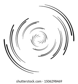 Speed Lines in Circle Form . Spiral Vector Illustration .Technology round Logo . Design element . Abstract Geometric shape . Striped border frame
