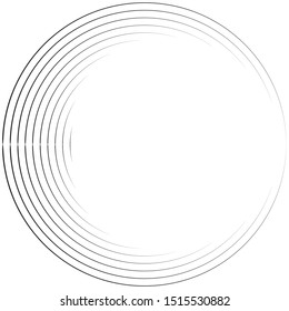 Speed Lines in Circle Form . Spiral Vector Illustration .Technology round Logo . Design element . Abstract Geometric shape . Striped border frame for image