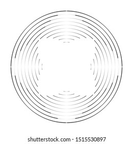 Speed Lines in Circle Form . Spiral Vector Illustration .Technology round Logo . Design element . Abstract Geometric shape . Striped border frame for image