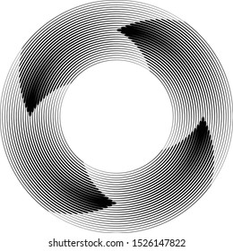 Speed Lines in Circle Form . Spiral Vector Illustration .Technology round Logo . Design element . Abstract Geometric shape . Striped border frame