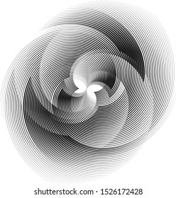 Speed Lines in Circle Form . Spiral Vector Illustration .Technology round Logo . Design element . Abstract Geometric shape . Striped border frame