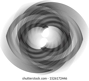 Speed Lines in Circle Form . Spiral Vector Illustration .Technology round Logo . Design element . Abstract Geometric shape . Striped border frame