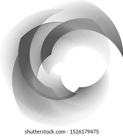 Speed Lines in Circle Form . Spiral Vector Illustration .Technology round Logo . Design element . Abstract Geometric shape . Striped border frame