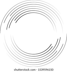 Speed Lines in Circle Form . Spiral Vector Illustration .Technology round Logo . Design element . Abstract Geometric shape . Striped border frame
