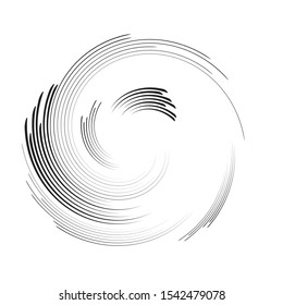 Speed Lines in Circle Form . Spiral Vector Illustration .Technology round Logo . Design element . Abstract Geometric shape . Striped border frame
