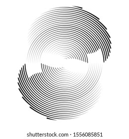 Speed Lines in Circle Form . Spiral Vector Illustration .Technology round Logo . Design element . Abstract Geometric shape . Striped border frame